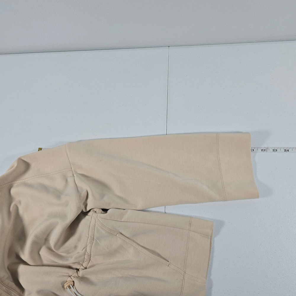 Saturday Sunday Anthropologie Beige Quarter Zip Drawstring Pullover Sweatshirt M - Picture 4 of 8